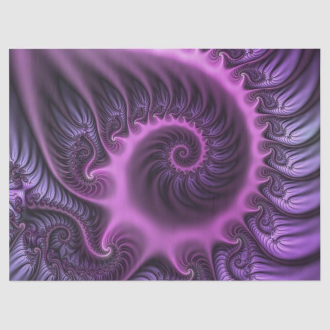 Abstraktes Cooles Rosa Lila Fraktal Seidenpapier (Vorderseite)