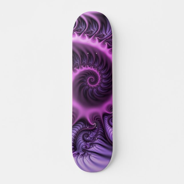 Abstraktes Cooles Rosa Lila Fraktal Skateboard (Vorne)