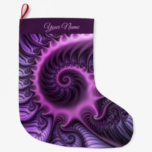 Abstraktes Cooles Rosa Lila Fraktal Spiralname Großer Weihnachtsstrumpf