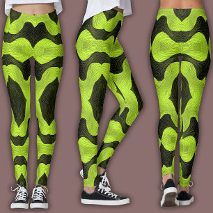 Abstraktes Cyber-Muster Neon-Kalk & Schwarz Leggings