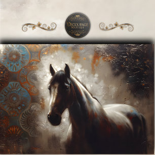 Abstraktes Dark Horse-Porträt-Decoupage Seidenpapier