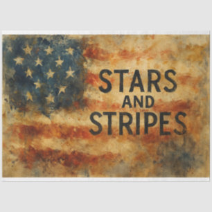 Abstraktes Dekoupage von US Flagge Seidenpapier