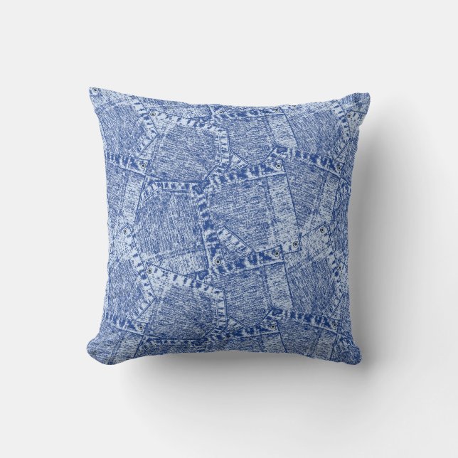Abstraktes Denim-Taschen-Muster Nahtloses Muster  Kissen (Vorderseite)