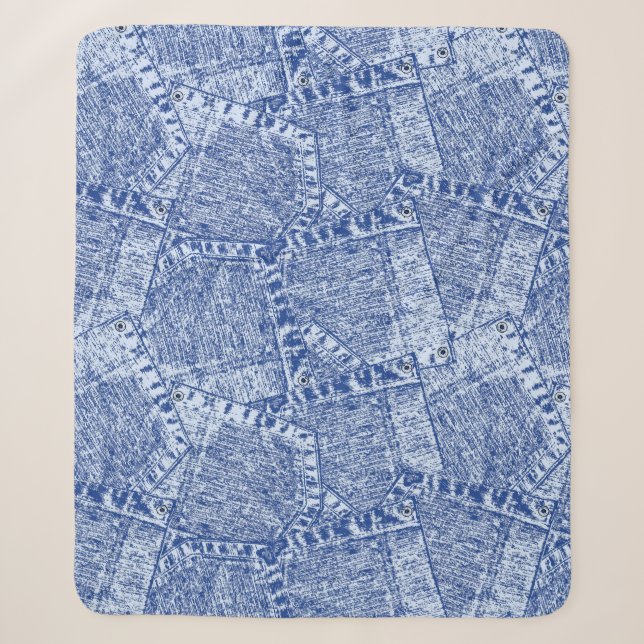 Abstraktes Denim-Taschen-Muster Nahtloses Muster  Sherpadecke (Vorderseite)