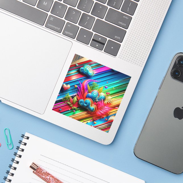 Abstraktes Design Aufkleber (Laptop mit iPhone)