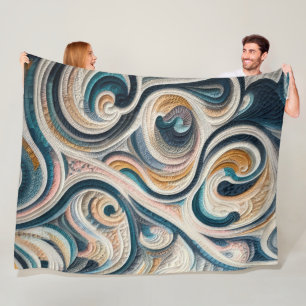 Abstraktes Design aus blauem Gold Fleecedecke