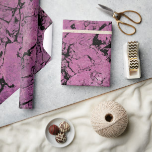 abstraktes Design aus rosa und schwarzem Marmor Geschenkpapier
