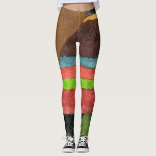 Abstraktes Design, Bio Streifen aus Blues und Brau Leggings