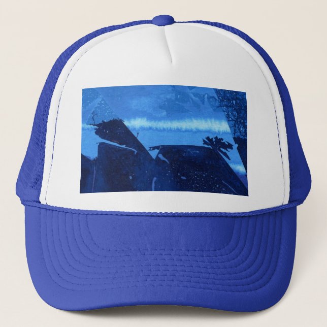 Abstraktes Design blaue Lagune Tiefsee strukturier Truckerkappe (Vorderseite)