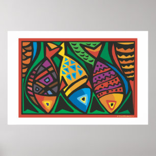 Abstraktes Design der Fischkunst Poster