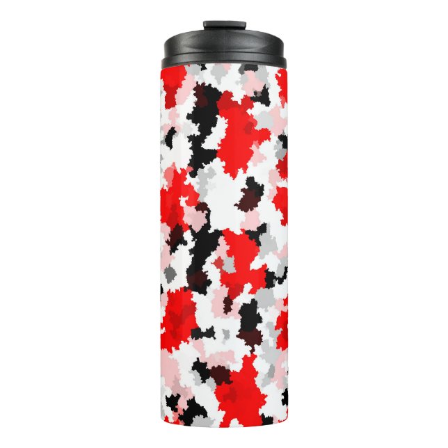 Abstraktes Design der Schwarz-weißen Camouflage Ro Thermosbecher (Vorderseite)