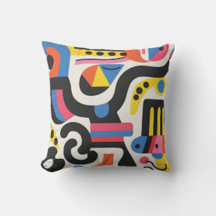 Abstraktes Design Farbige Geometrische Schwarze Mu Kissen