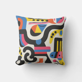 Abstraktes Design Farbvolle geometrische Schwarze  Kissen