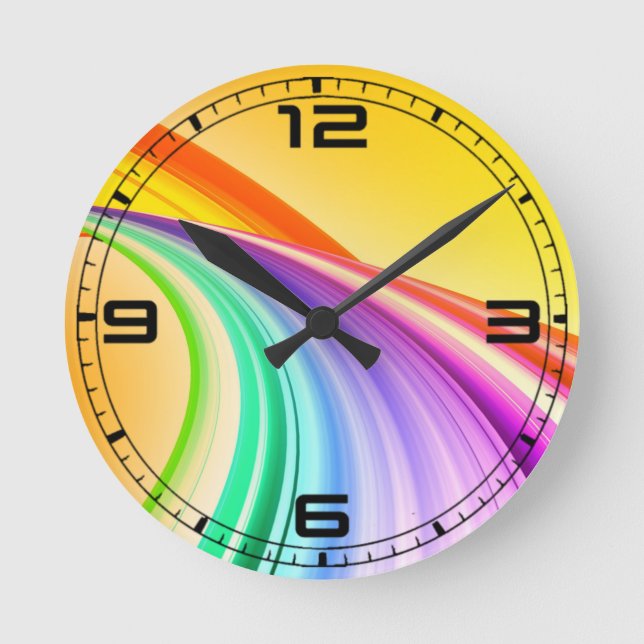 Abstraktes Design-Gelb-Orange-Hintergrundbanner Runde Wanduhr (Vorderseite)