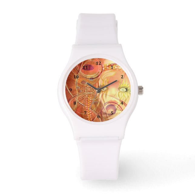 Abstraktes Design in Goldfarben Armbanduhr (Vorderseite)