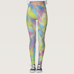 Abstraktes Design in Lila Gelb Blau Leggings