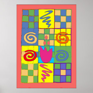 Abstraktes Design in Quadraten Poster