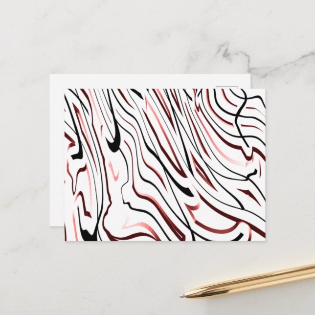 Abstraktes Design in Rot-Weiß-Schwarz Postkarte (Vorderseite/Rückseite Beispiel)