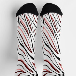 Abstraktes Design in Rot-Weiß-Schwarz Socken