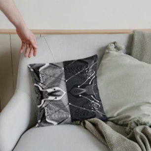 Abstraktes Design in Schwarz und Weiß Kissen