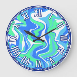 Abstraktes Design - Inspiriert Ozean Große Wanduhr