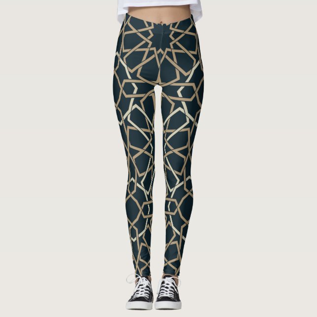 Abstraktes Design islamischer geometrischer Muster Leggings (Vorderseite)
