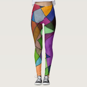 Abstraktes Design, meist scharfe Winkel, lebhafte  Leggings