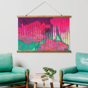 Abstraktes Design mit doppelter Rose Wandteppich Mit Holzrahmen