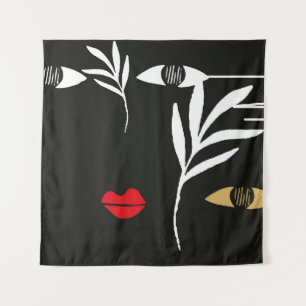 Abstraktes Design mit minimalem weiblichen Gesicht Wandteppich