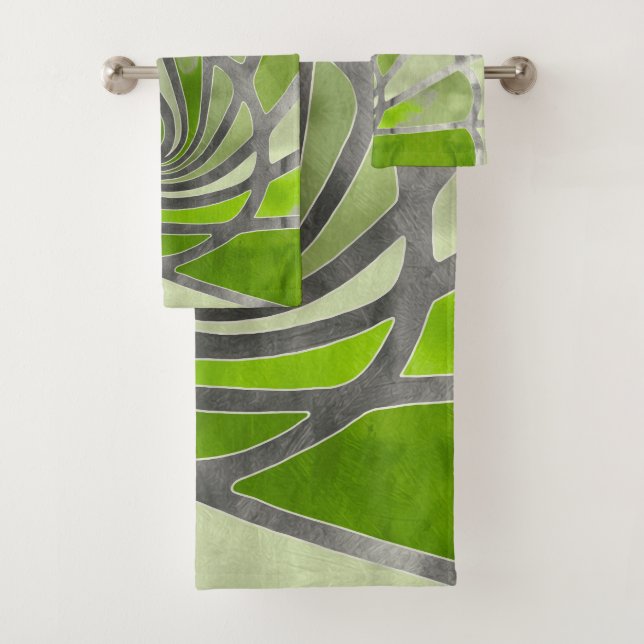Abstraktes Design, moderne Malerei, Spiralformen Badhandtuch Set (Insitu)