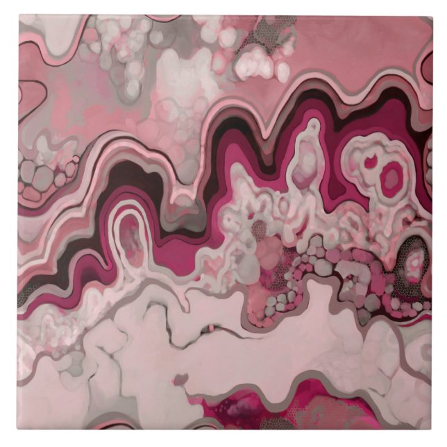 Abstraktes Design, moderne Malerei, Wellen, Linien Fliese (Vorderseite)