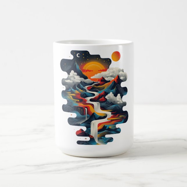 Abstraktes Design, surreale Landschaft Kaffeetasse (Mittel)