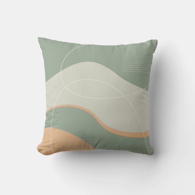 Abstraktes Design von Green Grau und Lachs Kissen (Vorderseite)