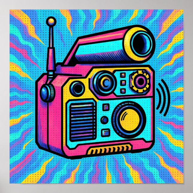 Abstraktes digitales Muster Glitch Pop Wallpaper Poster (Vorne)