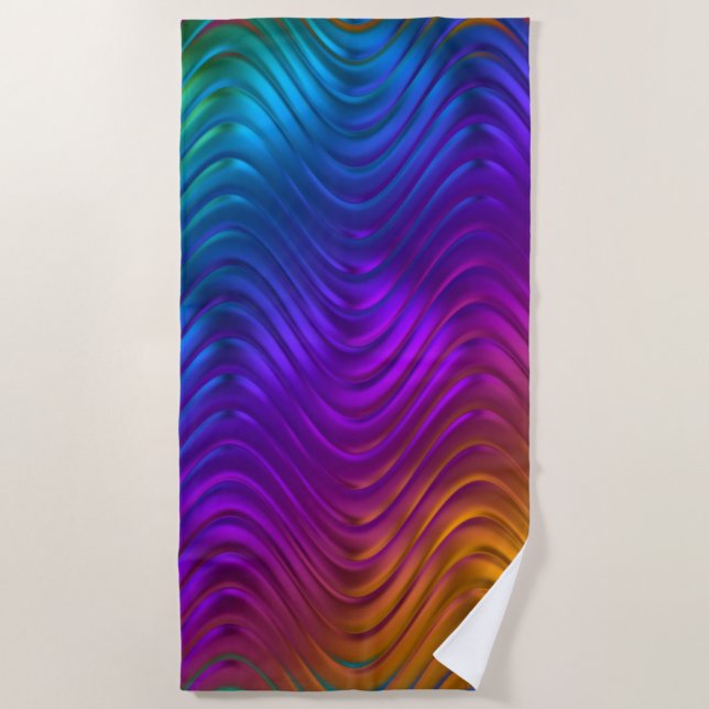 Abstraktes digitales Waves-Design Strandtuch (Vorderseite)