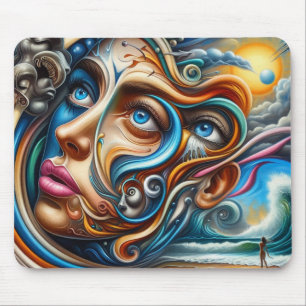 Abstraktes Dreamscape Ozean Ruhe und kosmisches Wu Mousepad