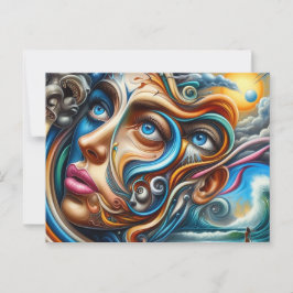 Abstraktes Dreamscape Ozean Ruhe und kosmisches Wu Postkarte