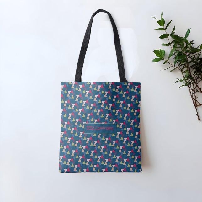 Abstraktes Dreiecksmuster Name Blue Tobag Tasche (Von Creator hochgeladen)