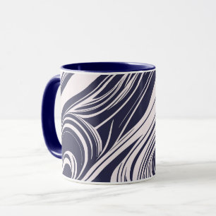 Abstraktes dunkelblaues und graues Flüssigkeitswir Tasse