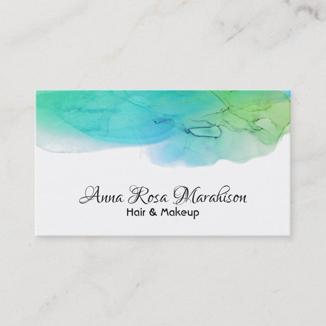 *~* Abstraktes, einfaches Wasserfarben Aqua Blue Visitenkarte (Vorderseite)