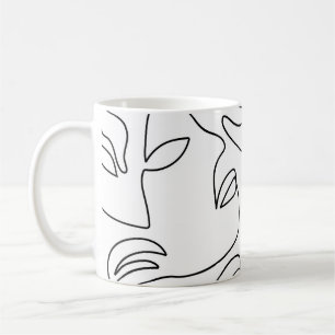Abstraktes, einzeiliges Gesichtsmuster Kaffeetasse