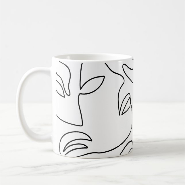 Abstraktes, einzeiliges Gesichtsmuster Kaffeetasse (Links)