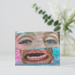 abstraktes, einzigartiges Collage mit Augen und Mu Postkarte