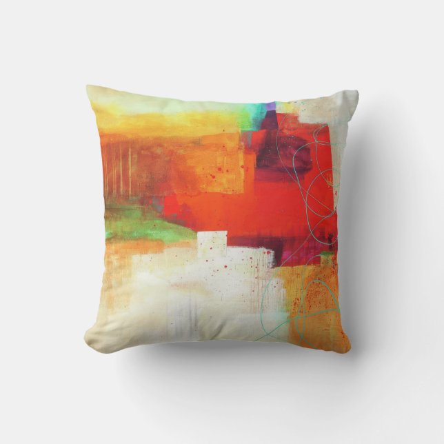 Abstraktes elegantes, buntes Malmuster Kissen (Vorderseite)