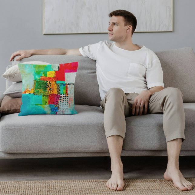 Abstraktes elegantes, buntes Malmuster Kissen (Von Creator hochgeladen)