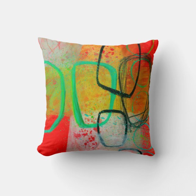 Abstraktes elegantes, buntes Malmuster Kissen (Vorderseite)