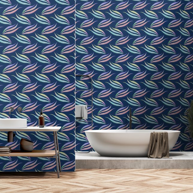 Abstraktes elegantes modernes blaues Muster einzig Tapete (Badezimmer)