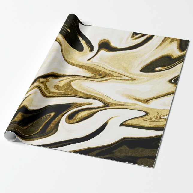 Abstraktes elegantes Retro-Digitalflüssiges Marmor Geschenkpapier (Ungerollt)