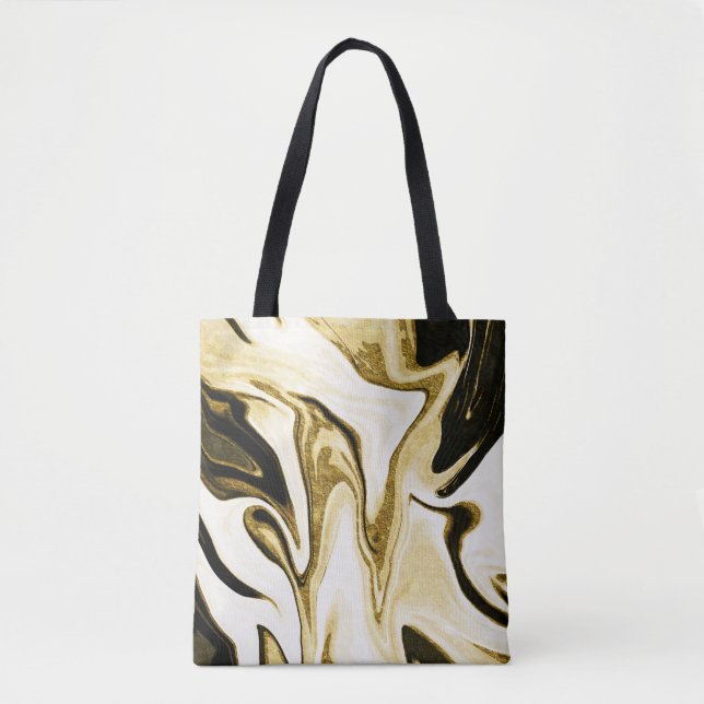 Abstraktes elegantes Retro-Digitalflüssiges Marmor Tasche (Vorderseite)