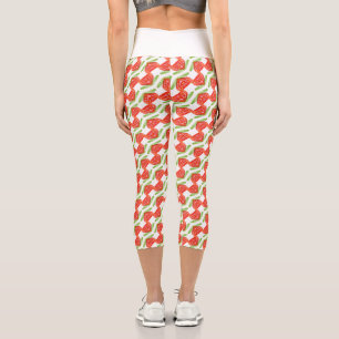 Abstraktes Erdbeermuster Capri Leggings